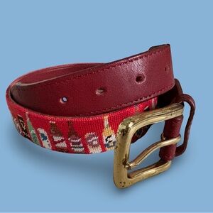 Tucker Blair Needle Point Belt Solid Brass Buckle Beer Cans Bottles Rare